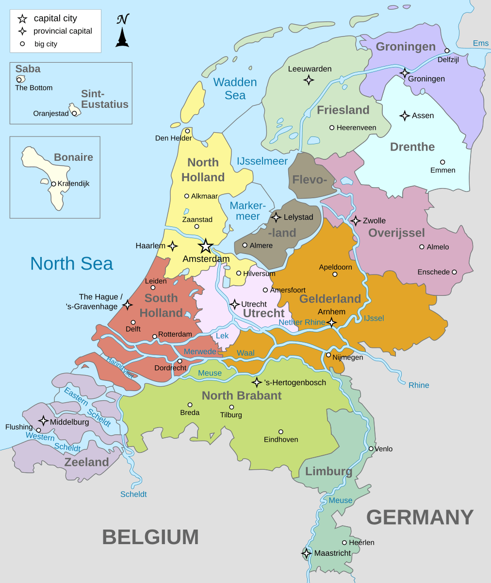 Map of provinces and cities Netherlands