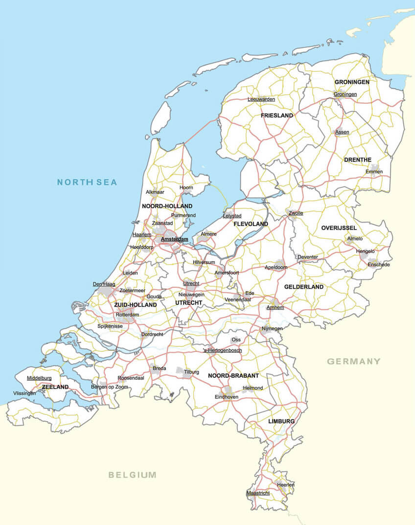 Map of the Netherlands and metro cities map