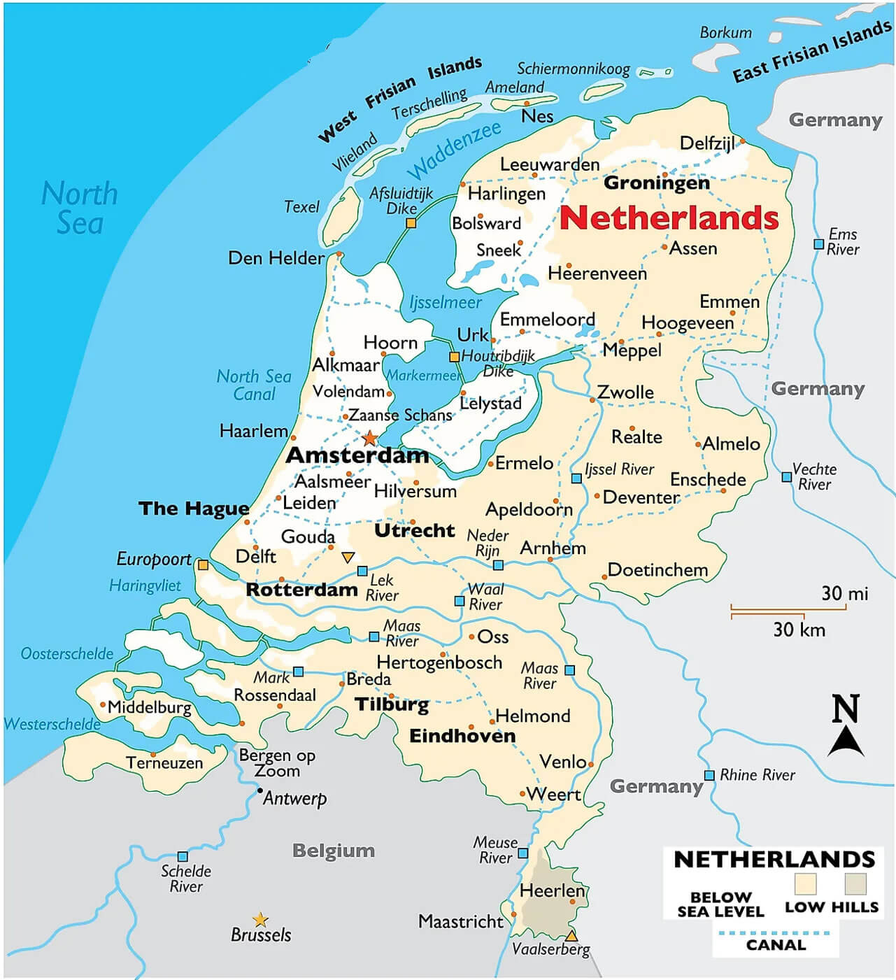 Netherlands major cities map