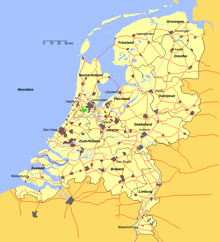 Netherlands population map by cities
