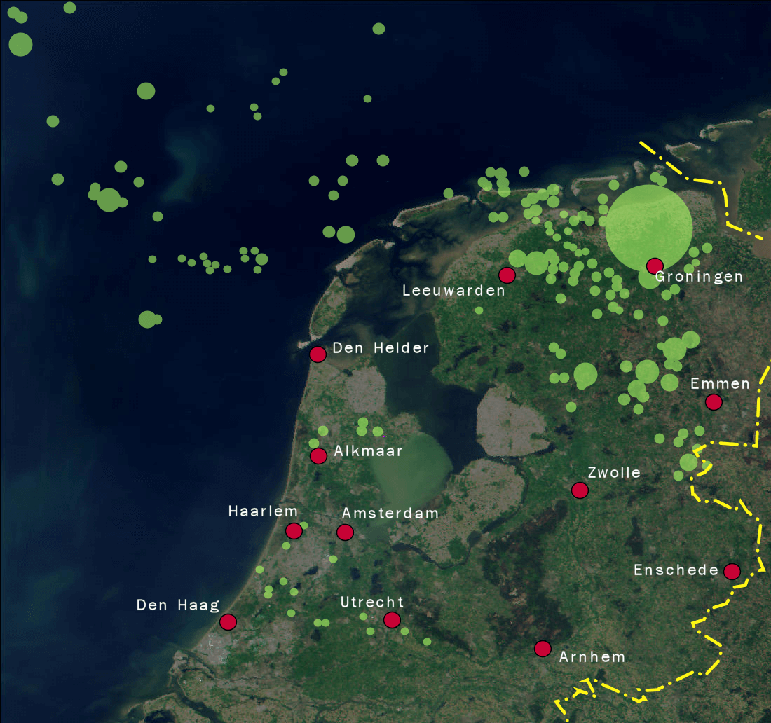 Natural gas concessions in Netherlands