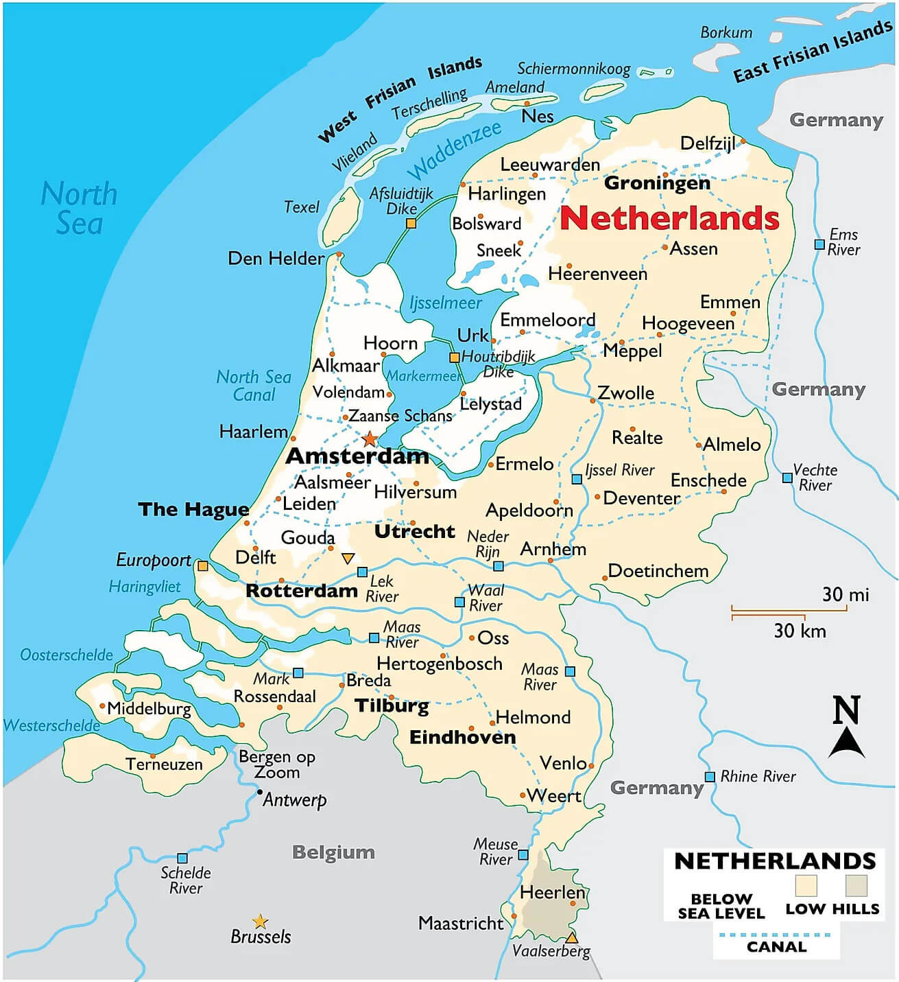 Netherlands major cities map