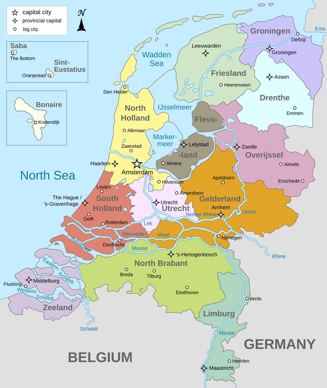 Provinces map of Netherlands