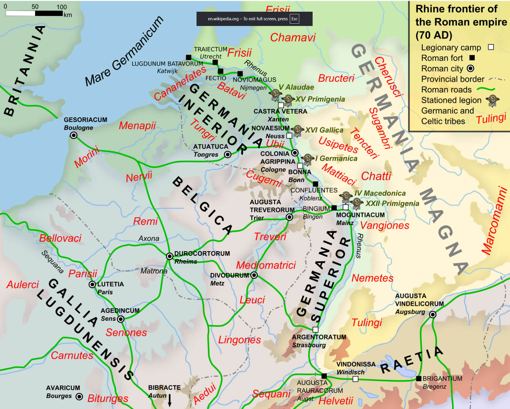 Rhine frontier Netherlands map 70 AD