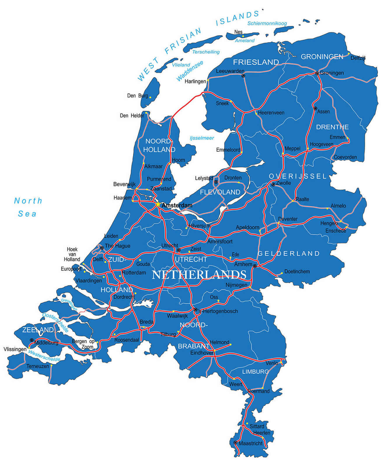 Road map of Netherlands