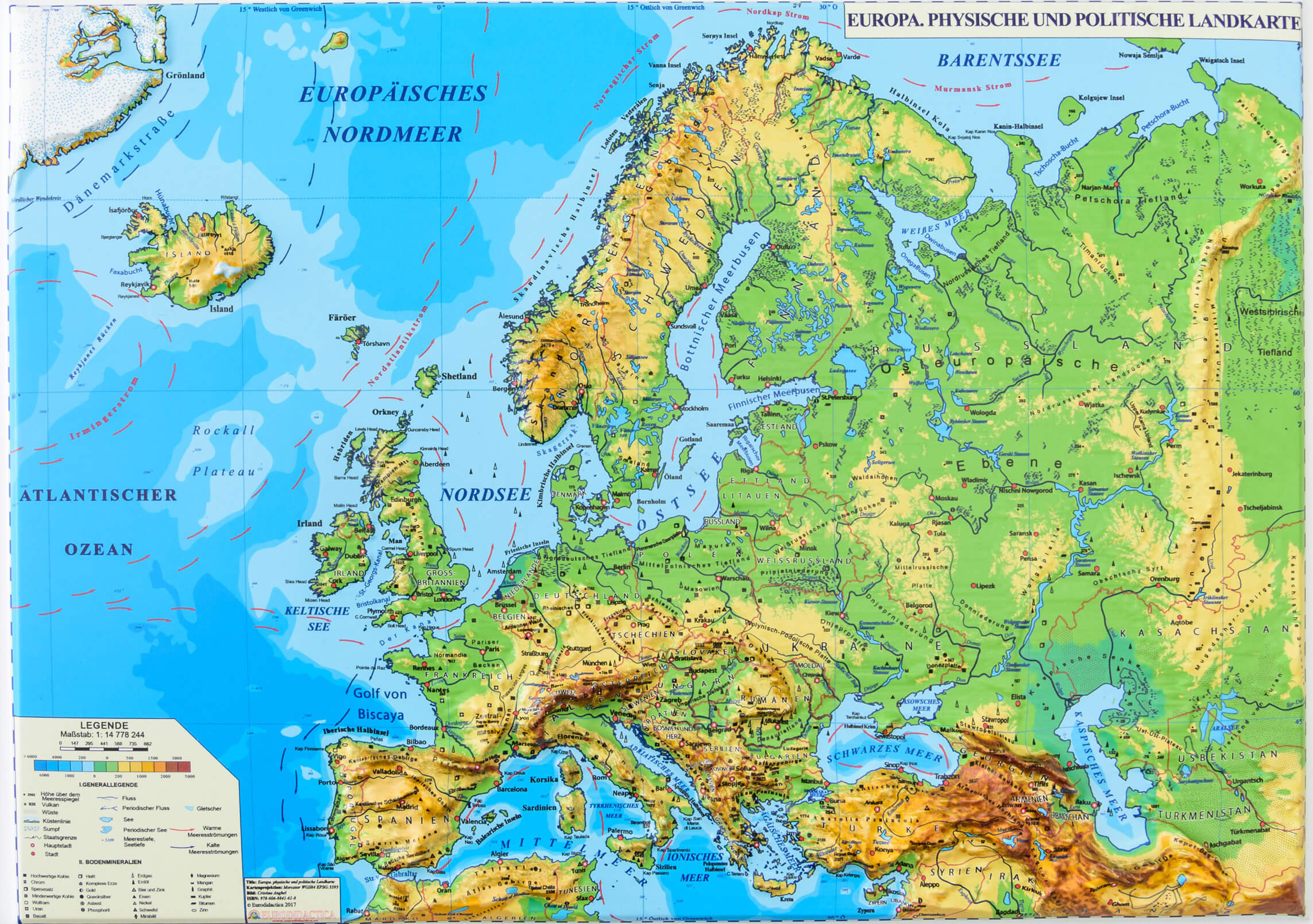 Europe Physical Map Guide Of The World Europe Physical Map In German