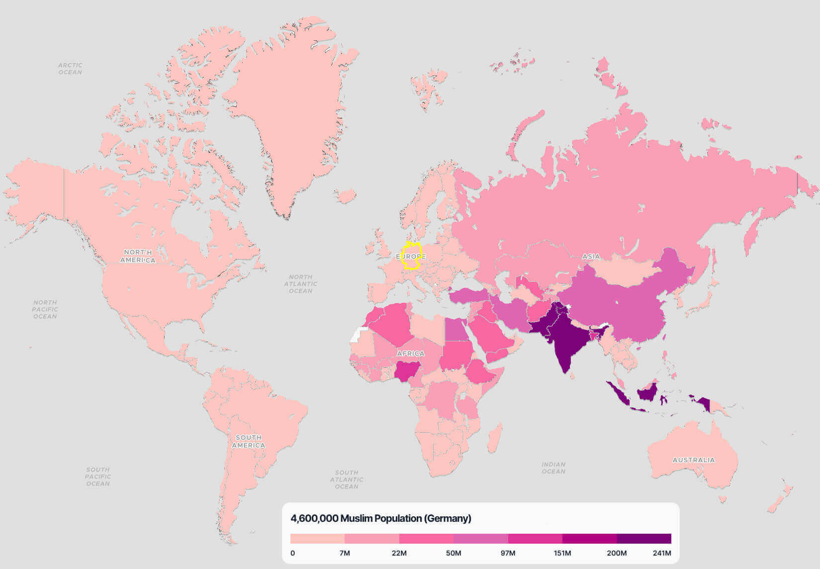 Germany Muslim population map in the World