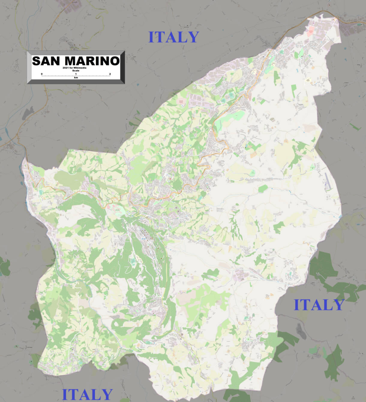 Detailed map of San Marino