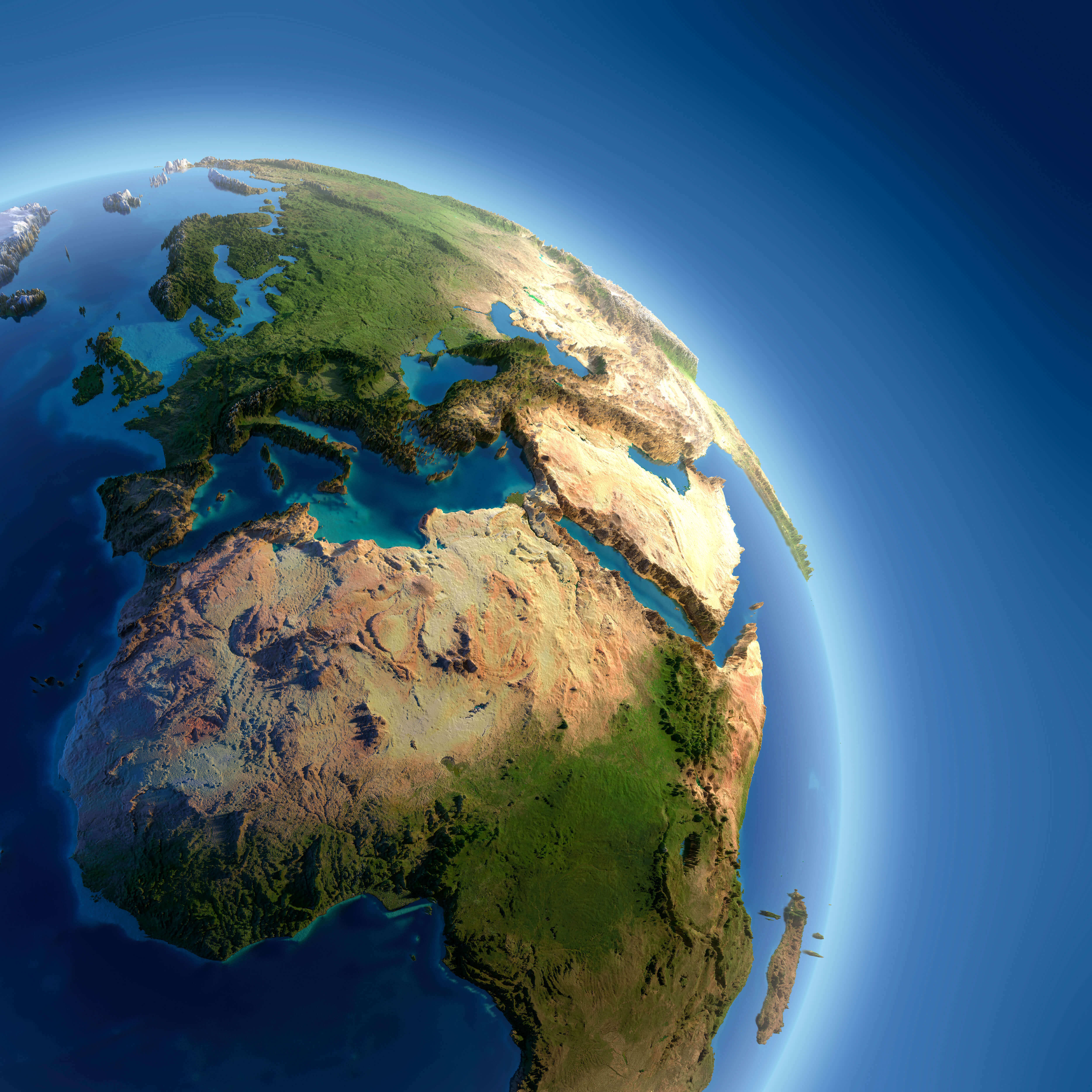 Europe and Africa satellite map