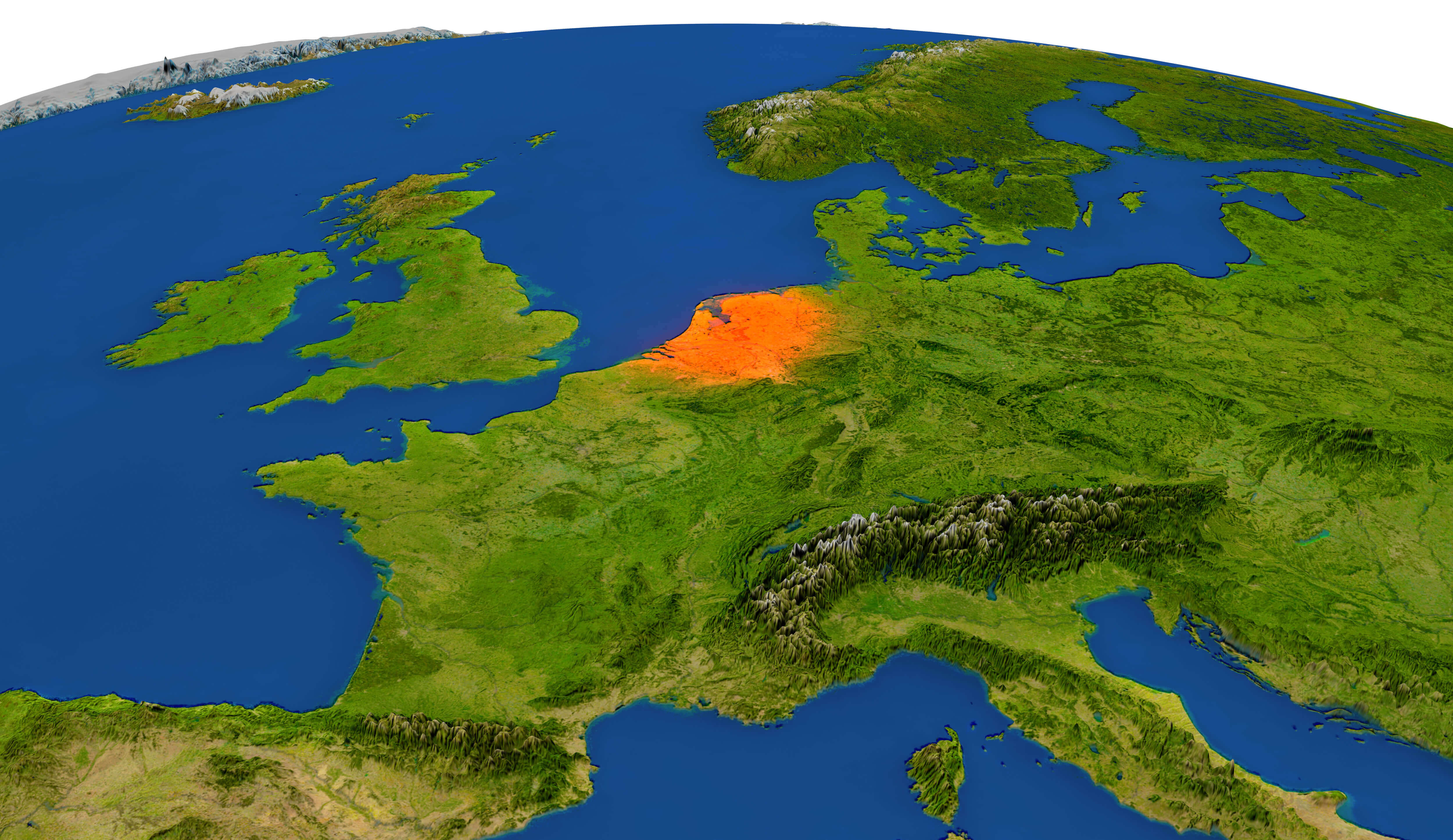 Europe Belgium Netherlands satellite map