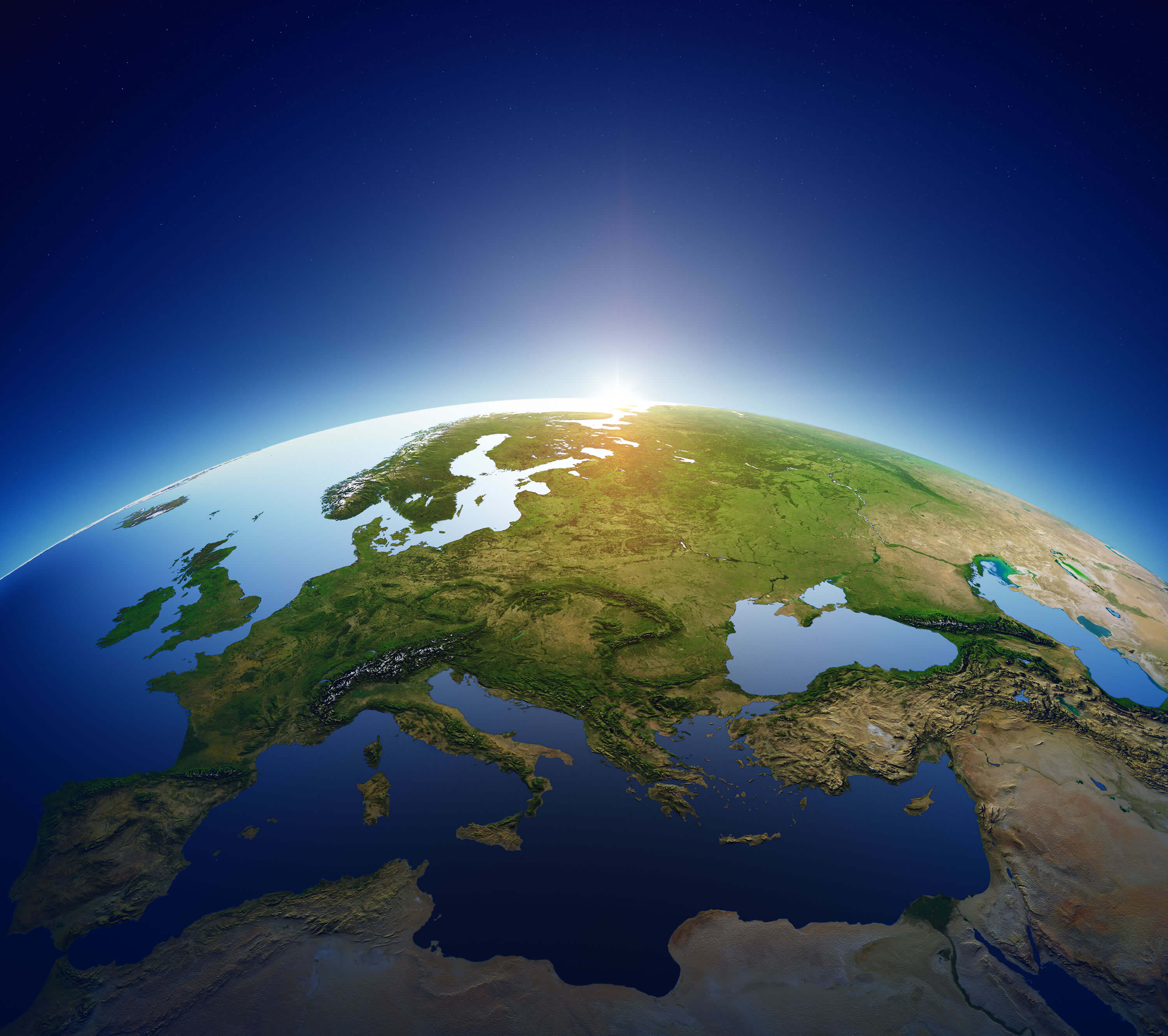 Europe satellite view map from space