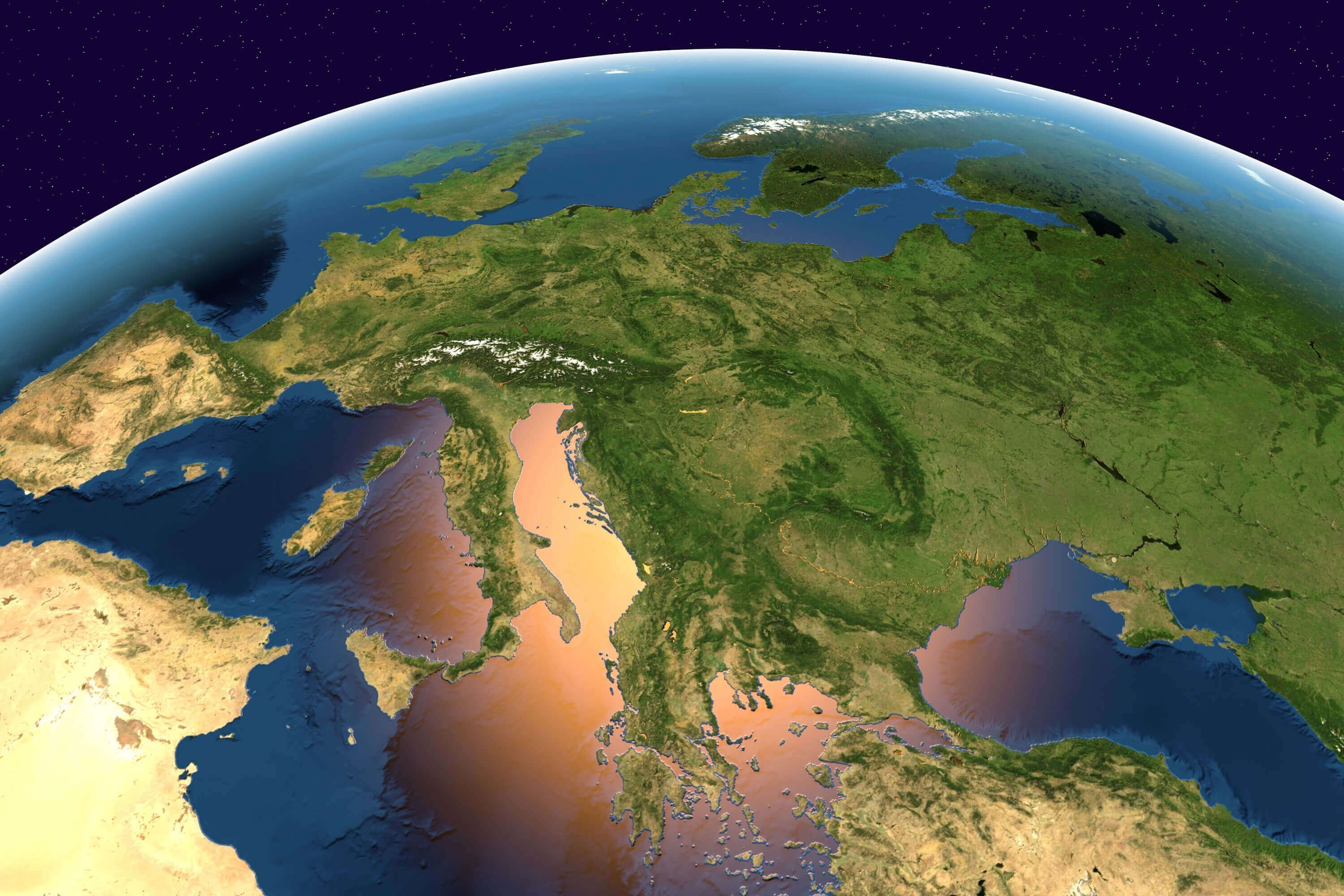 Satellite maps of Europe