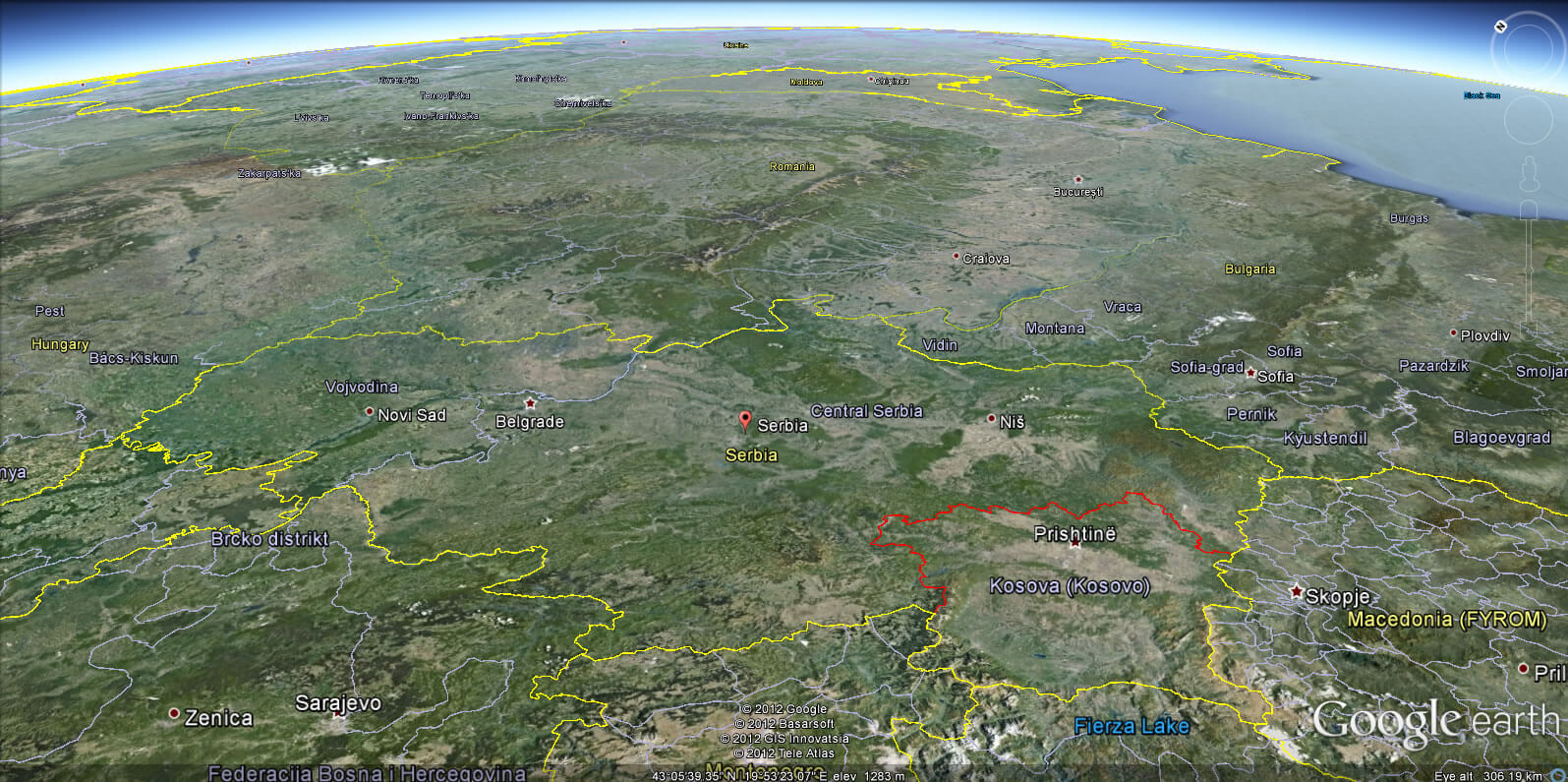 Serbia Earth Map