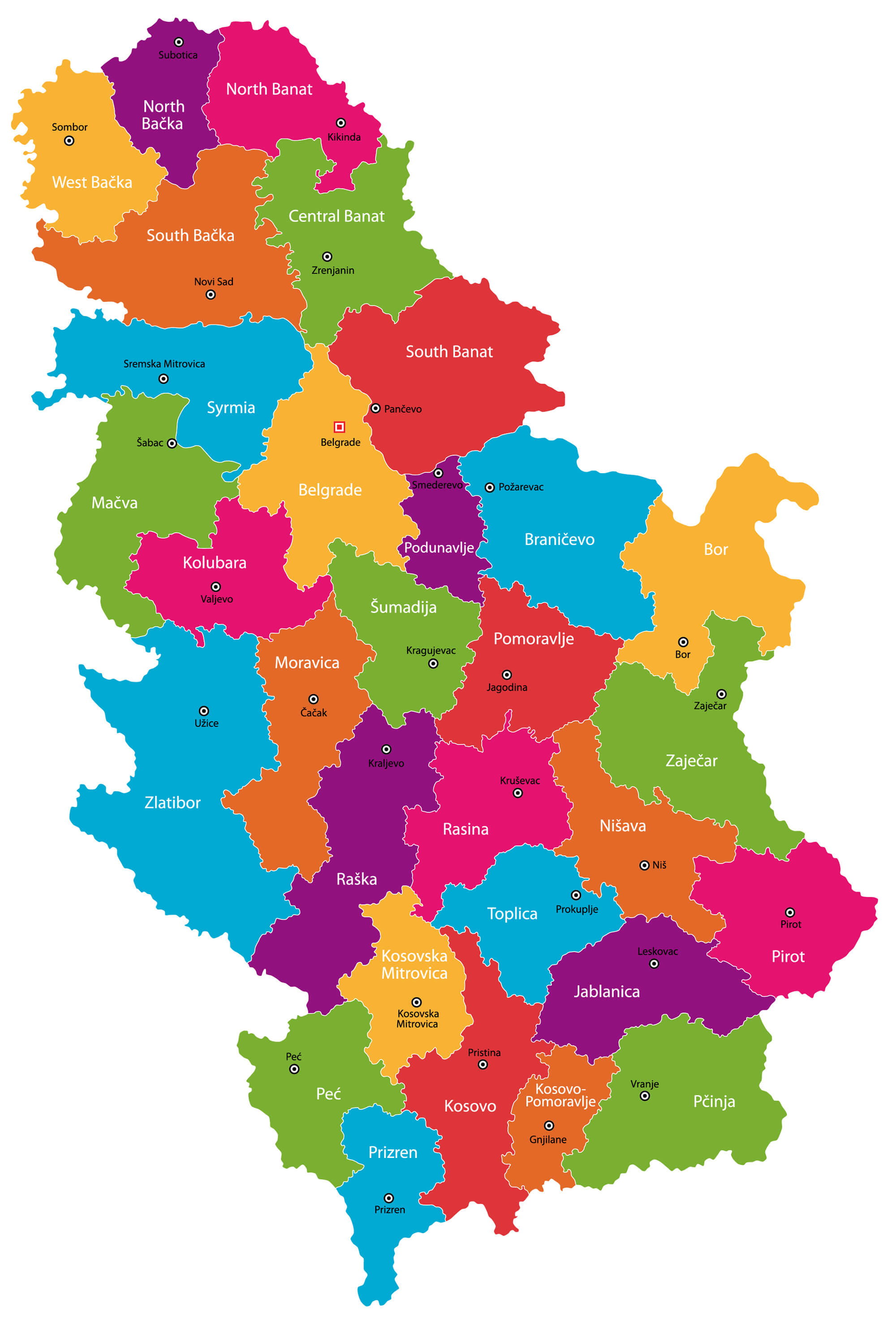 Serbia Regions Map