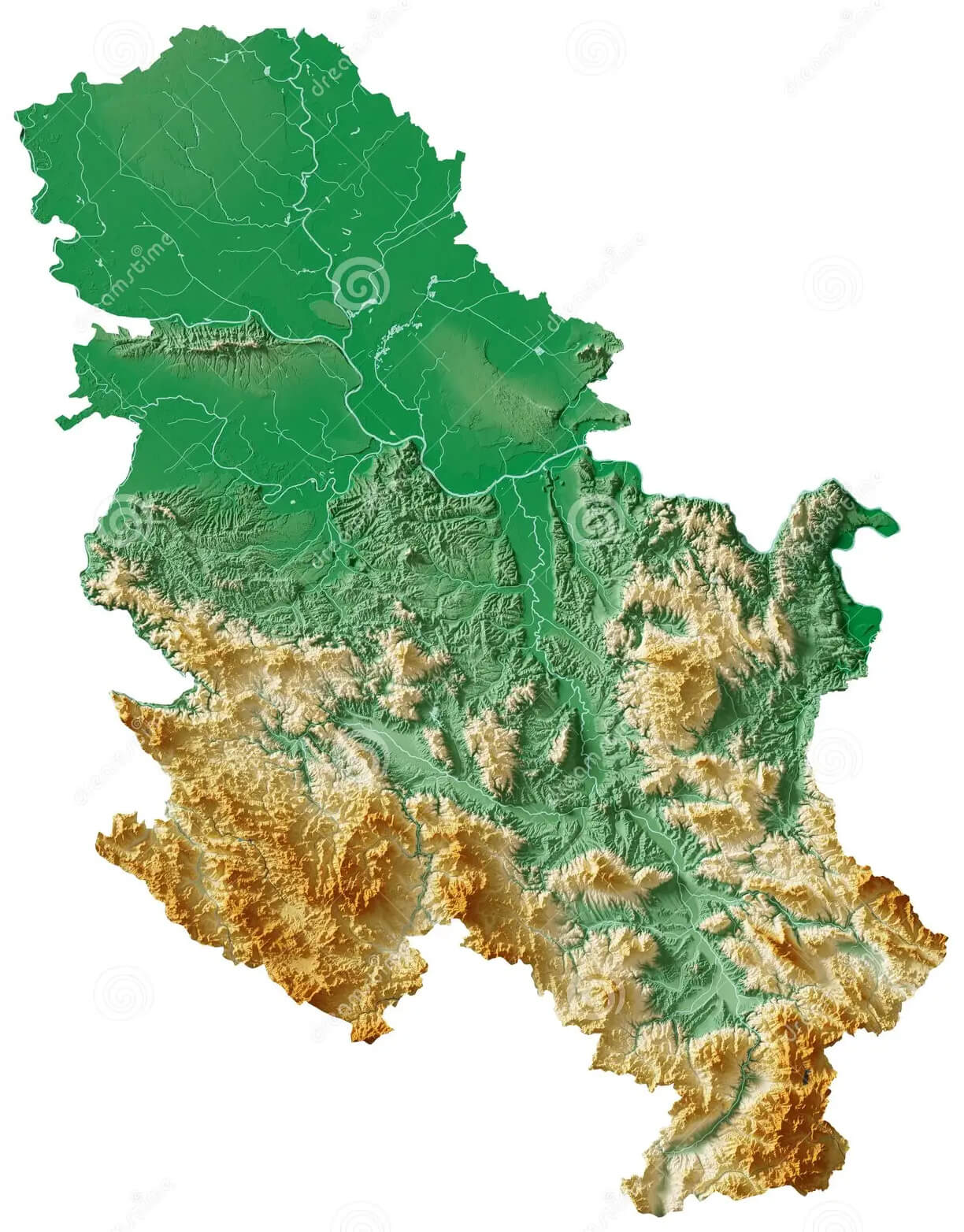 Serbia Relief Map