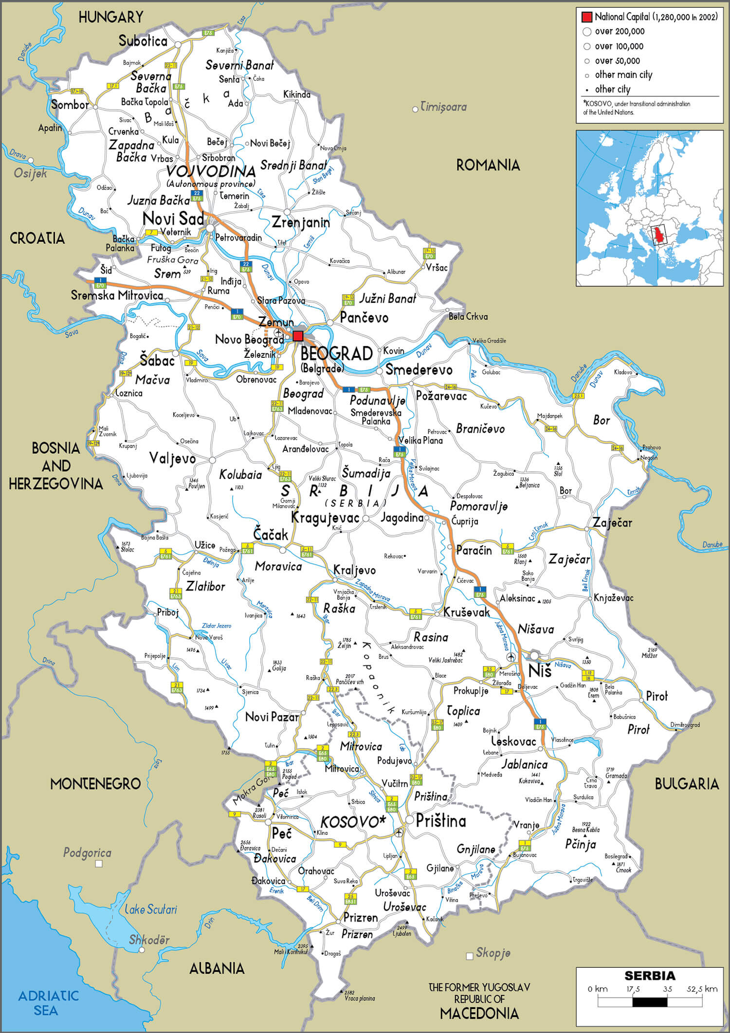 Serbia Roads Map