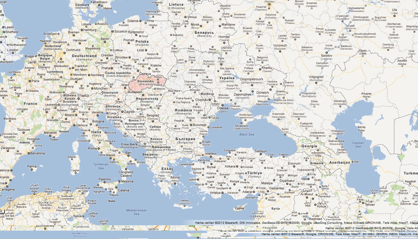 Map of Slovakia Europe
