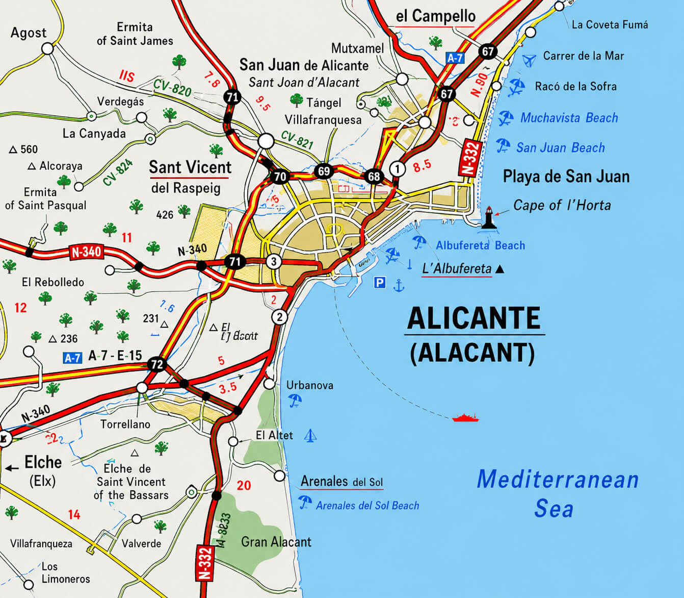 Alicante downtown map