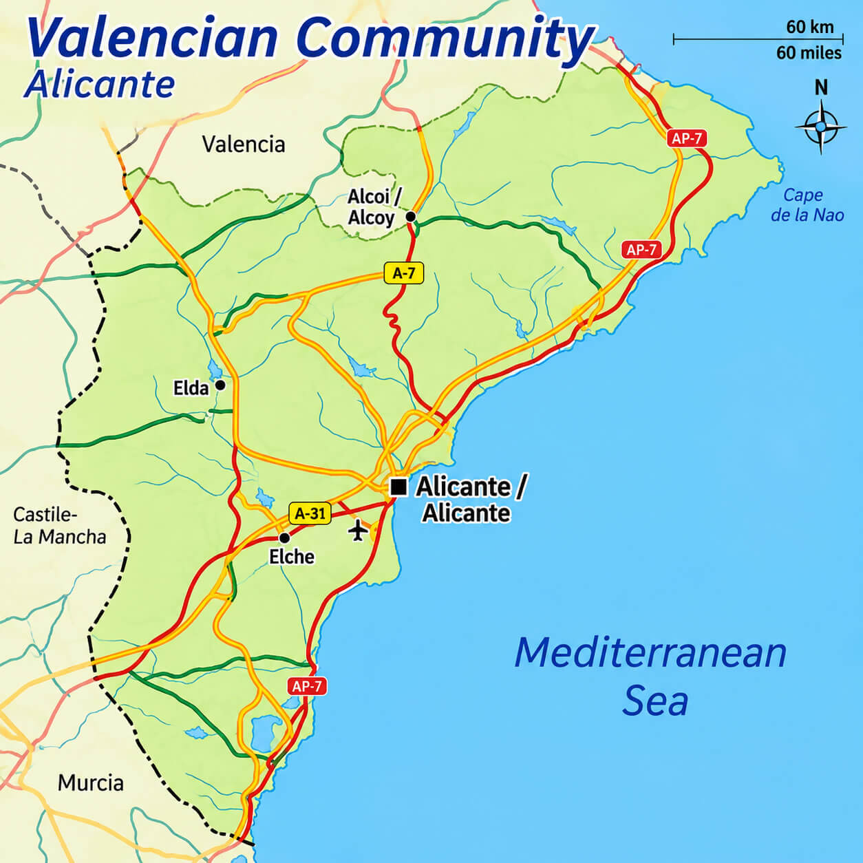 Alicante location map valencian community