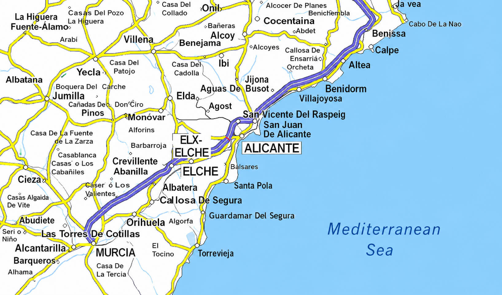 Alicante roads map