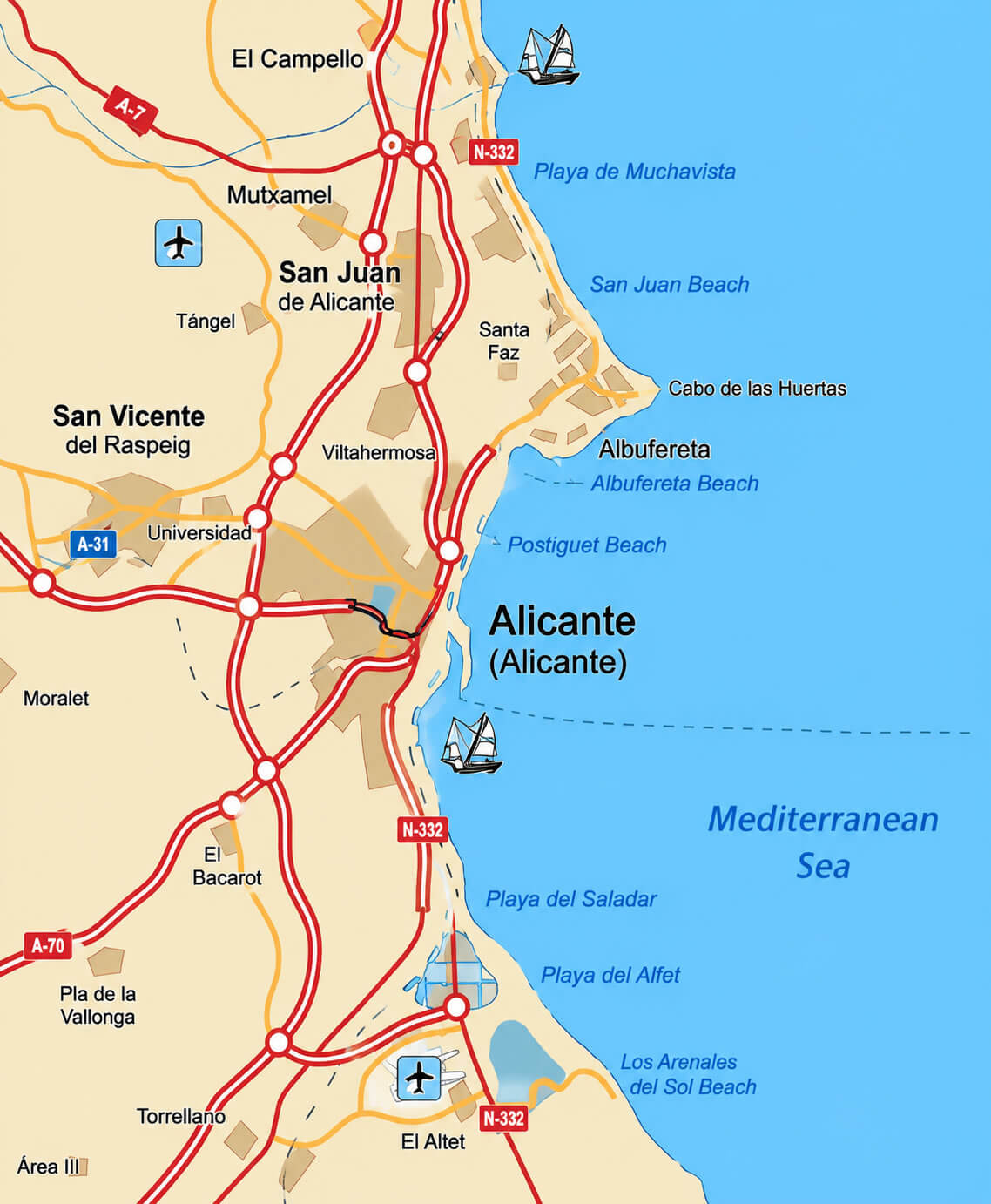 Alicante street map Spain