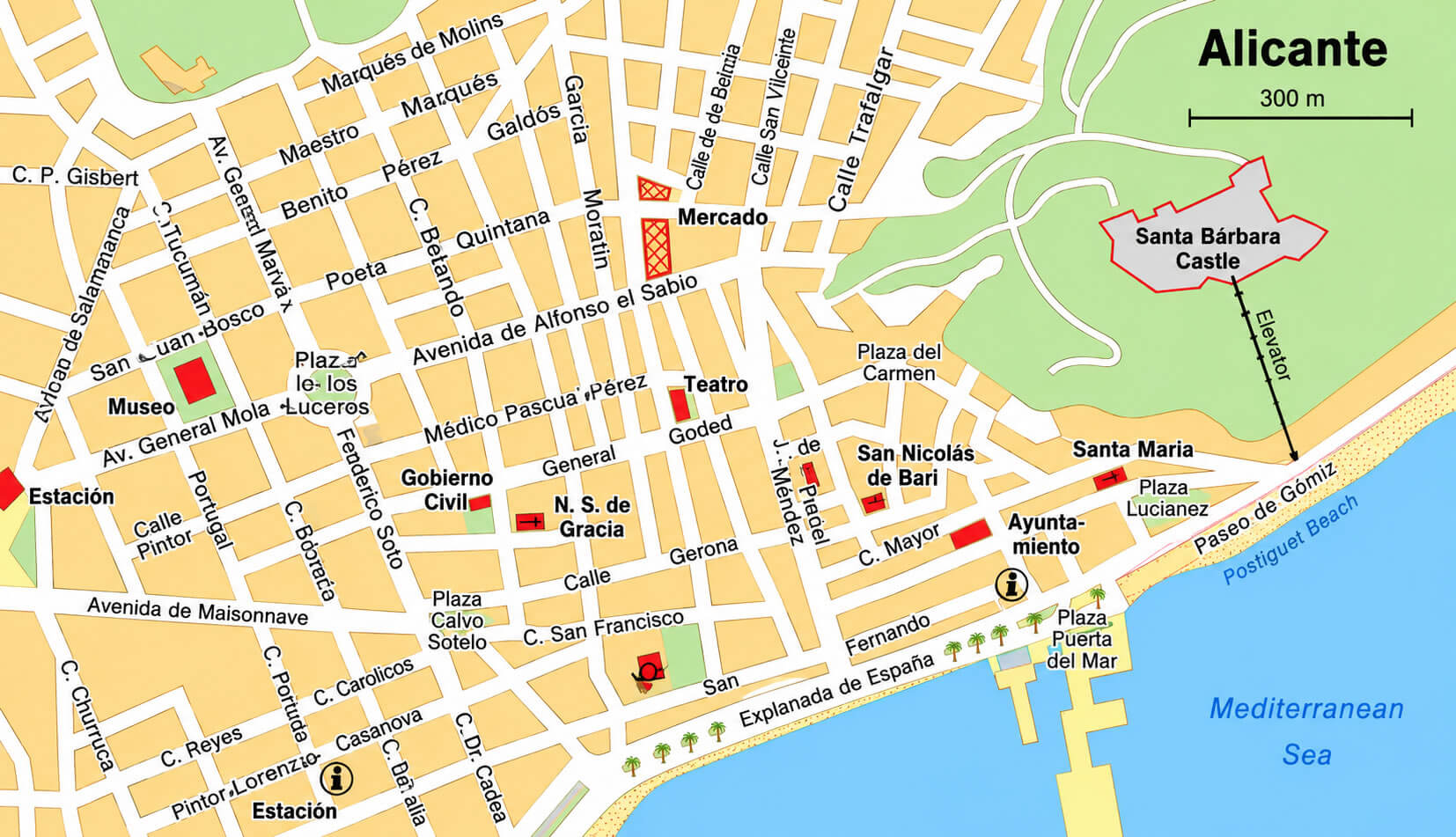 Alicante tourist map Spain