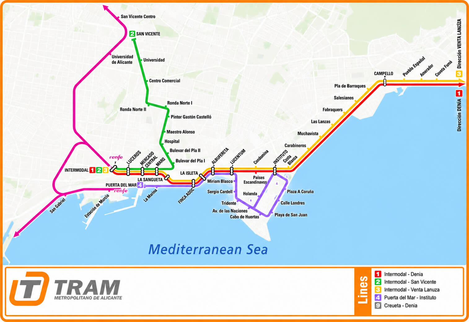 Alicante tram map