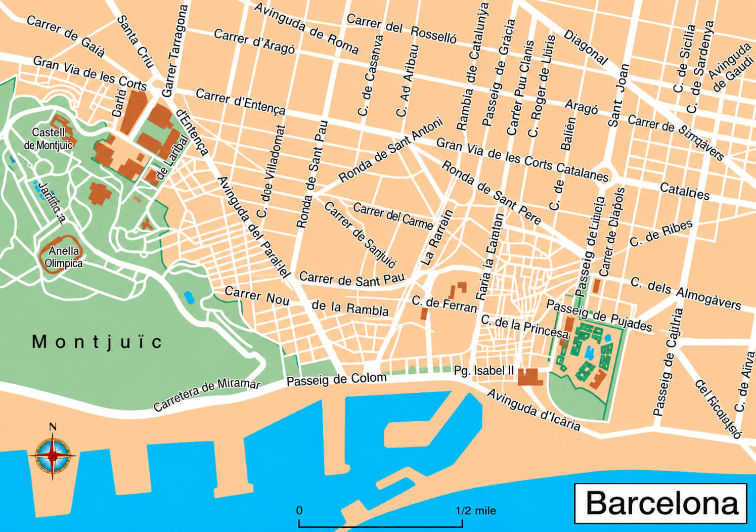 Barcelona port area map