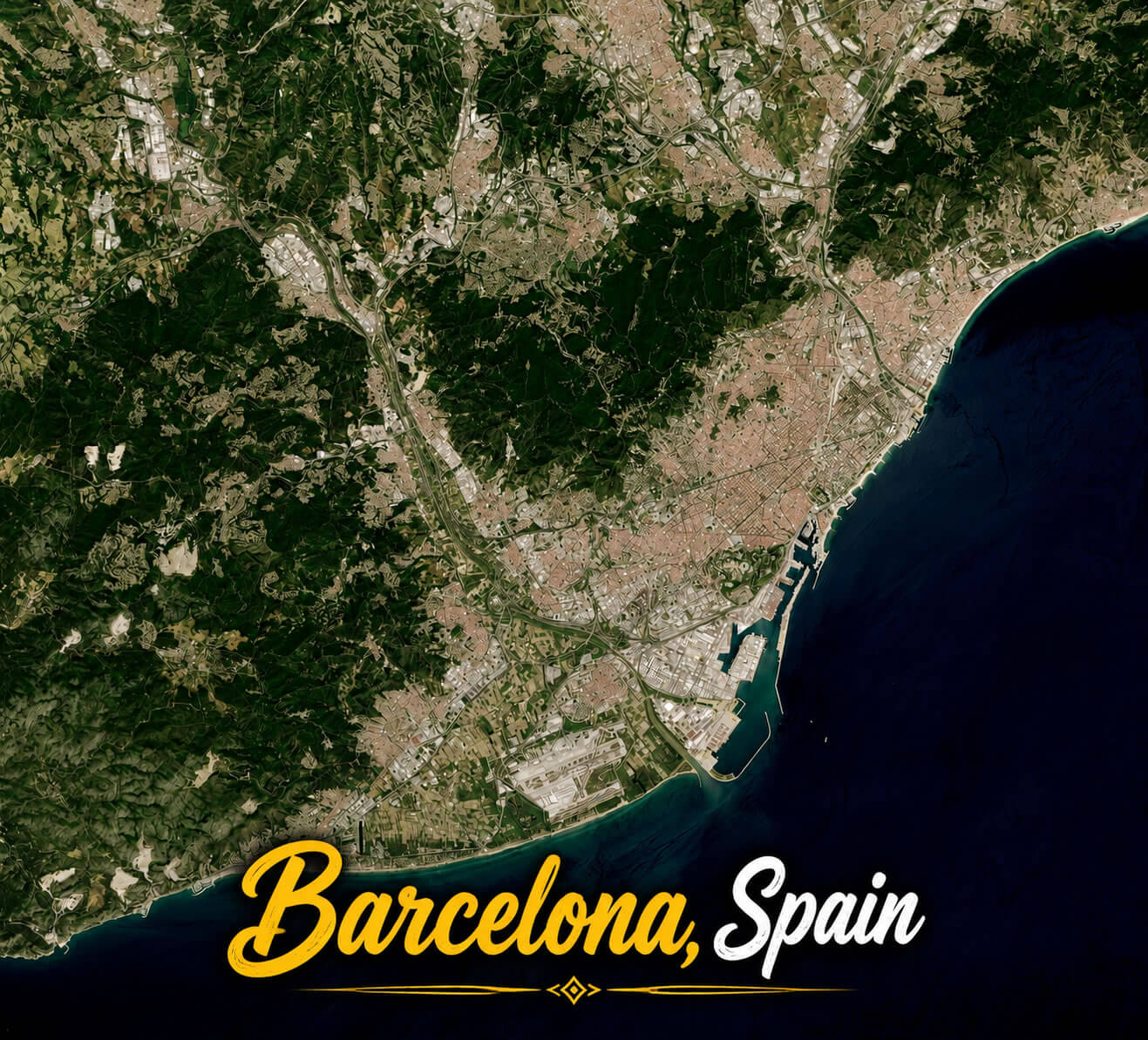 Barcelona satellite map
