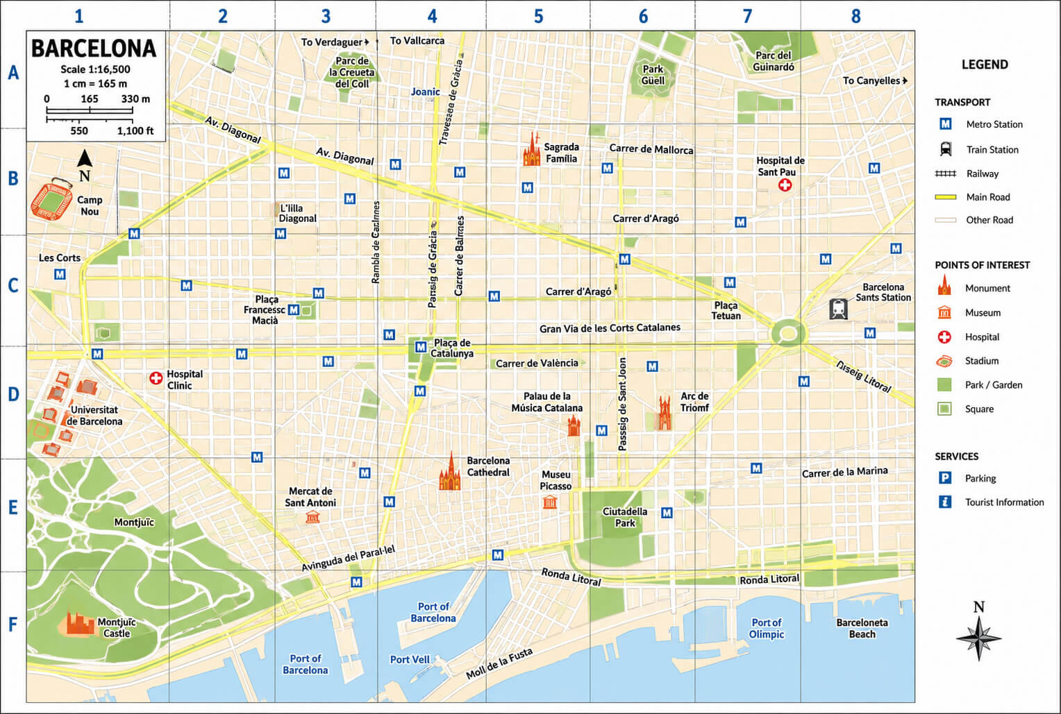 Barcelona tourist attractions map