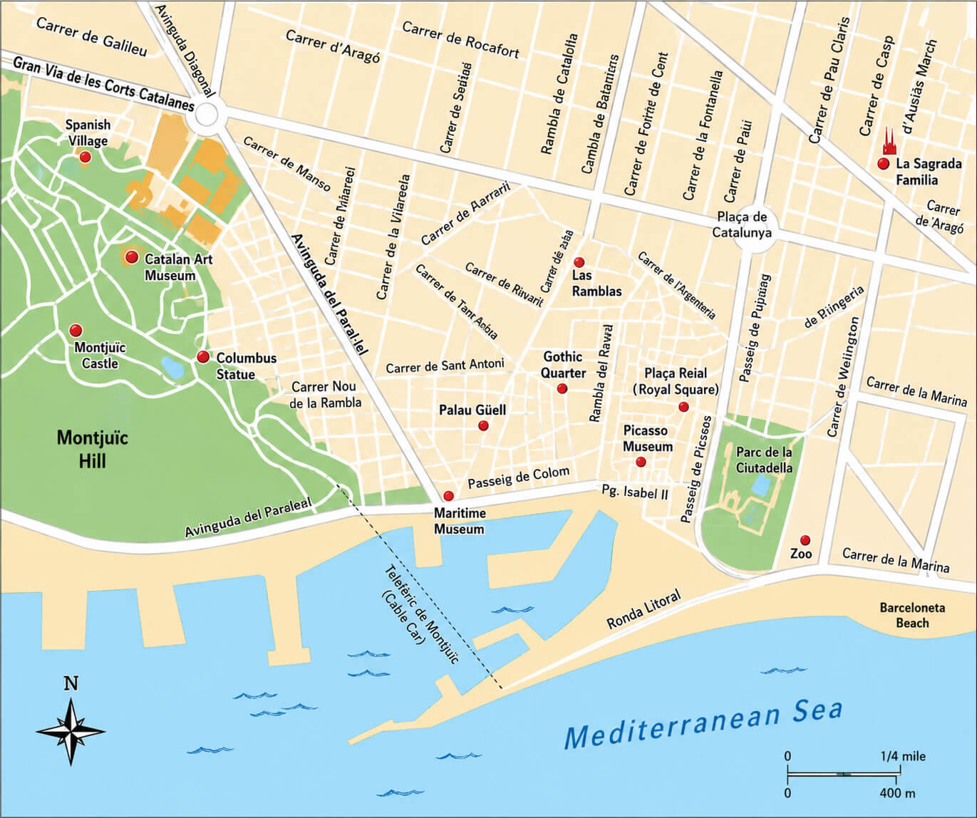Barcelona waterfront map