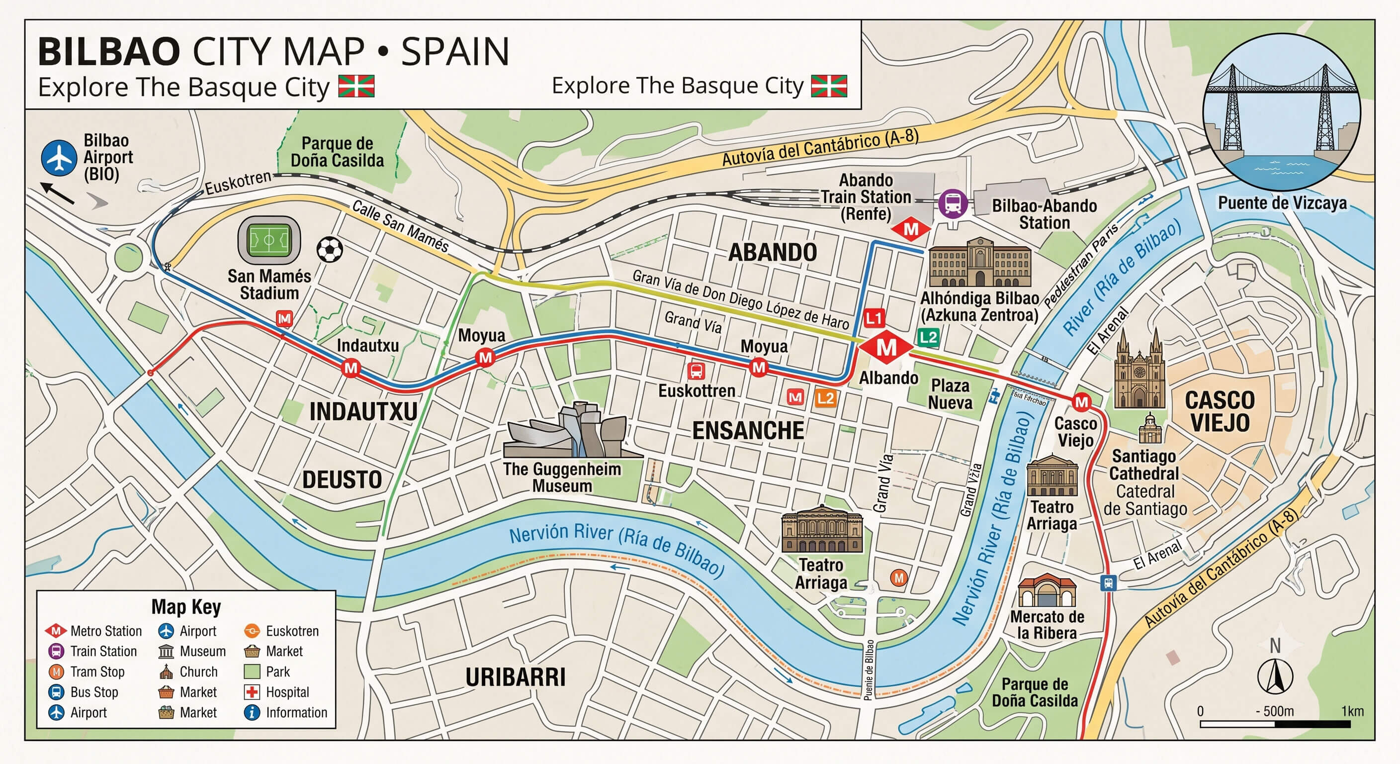 Bilbao city map Spain