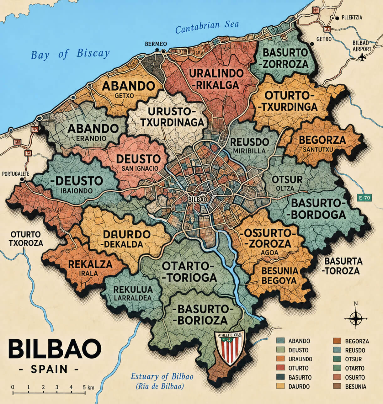 Bilbao Map 33 Bilbao districts and neighborhoods map