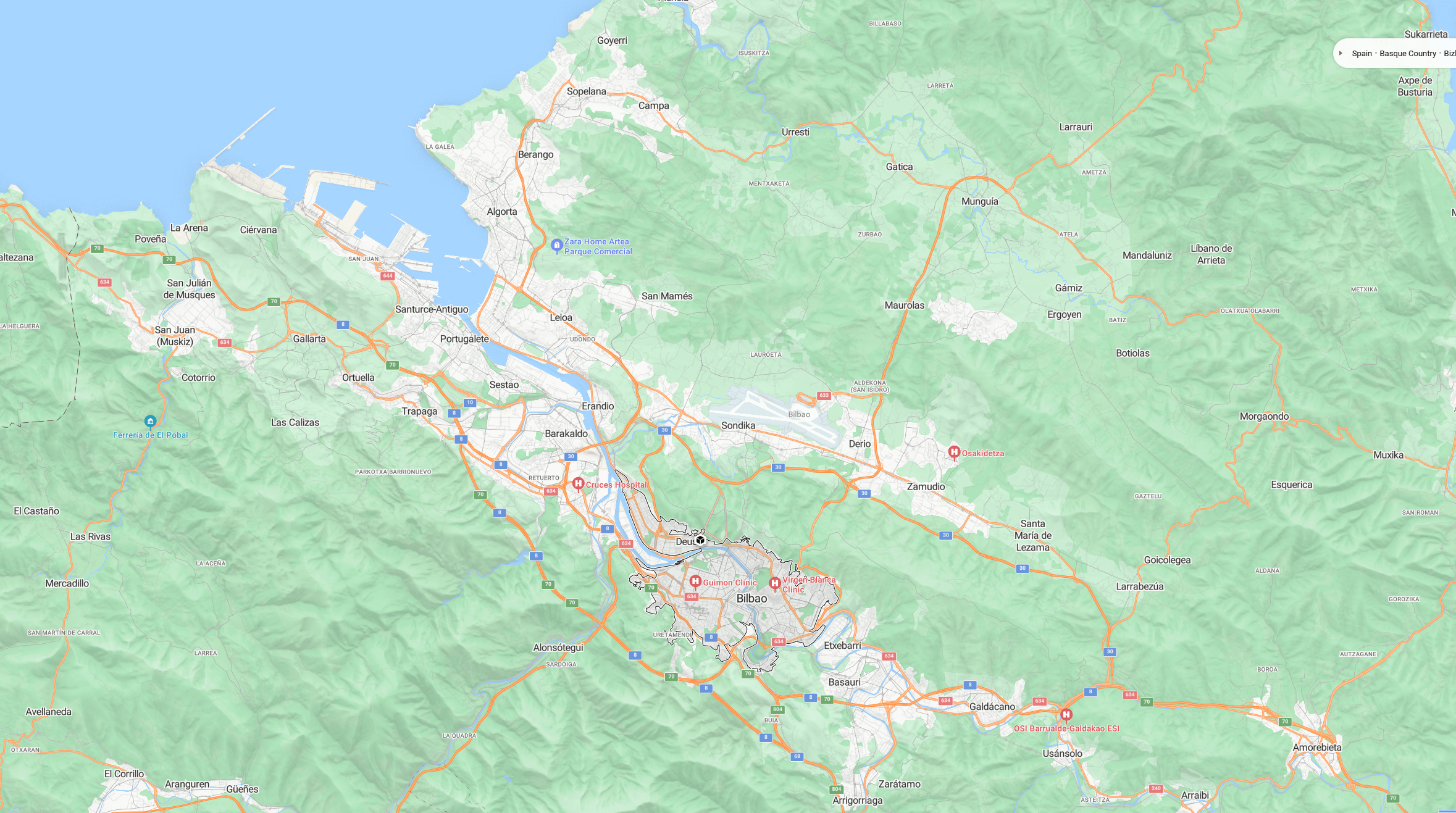 Bilbao districts map Spain
