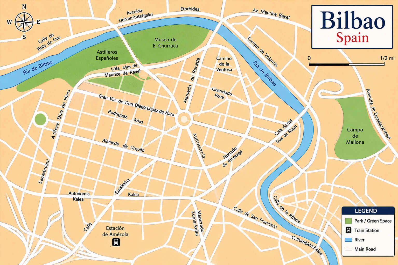 Bilbao historic center map