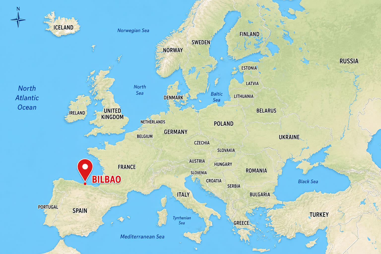 Bilbao location in Europe map