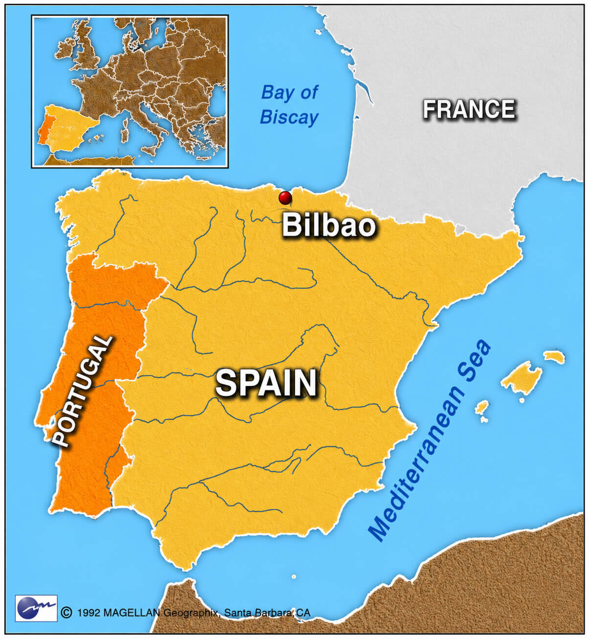 Bilbao location in Spain map