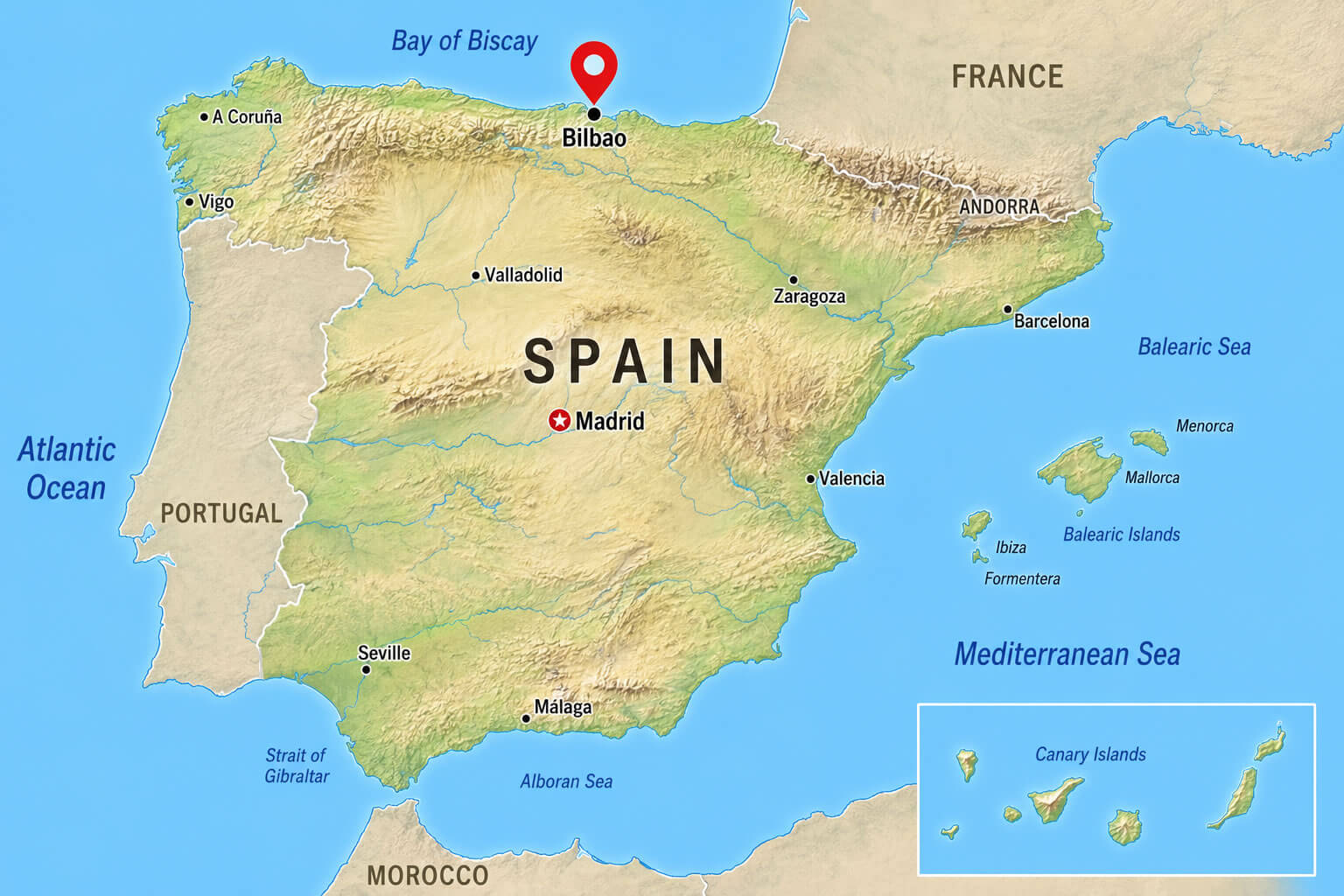 Bilbao political location map Spain