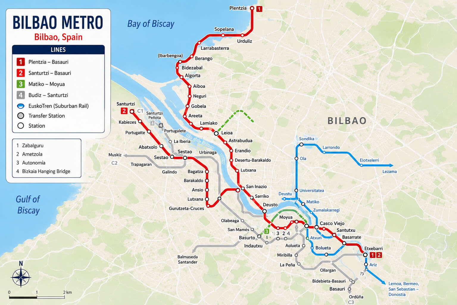 Bilbao subway map Spain