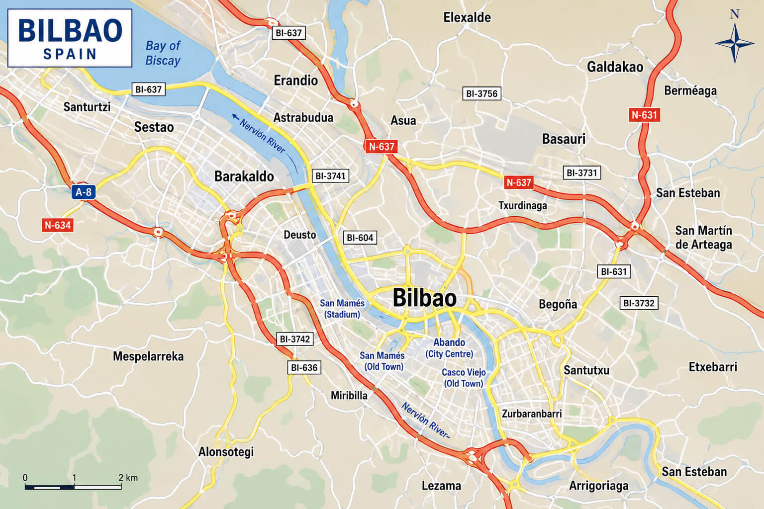 Bilbao transportation map