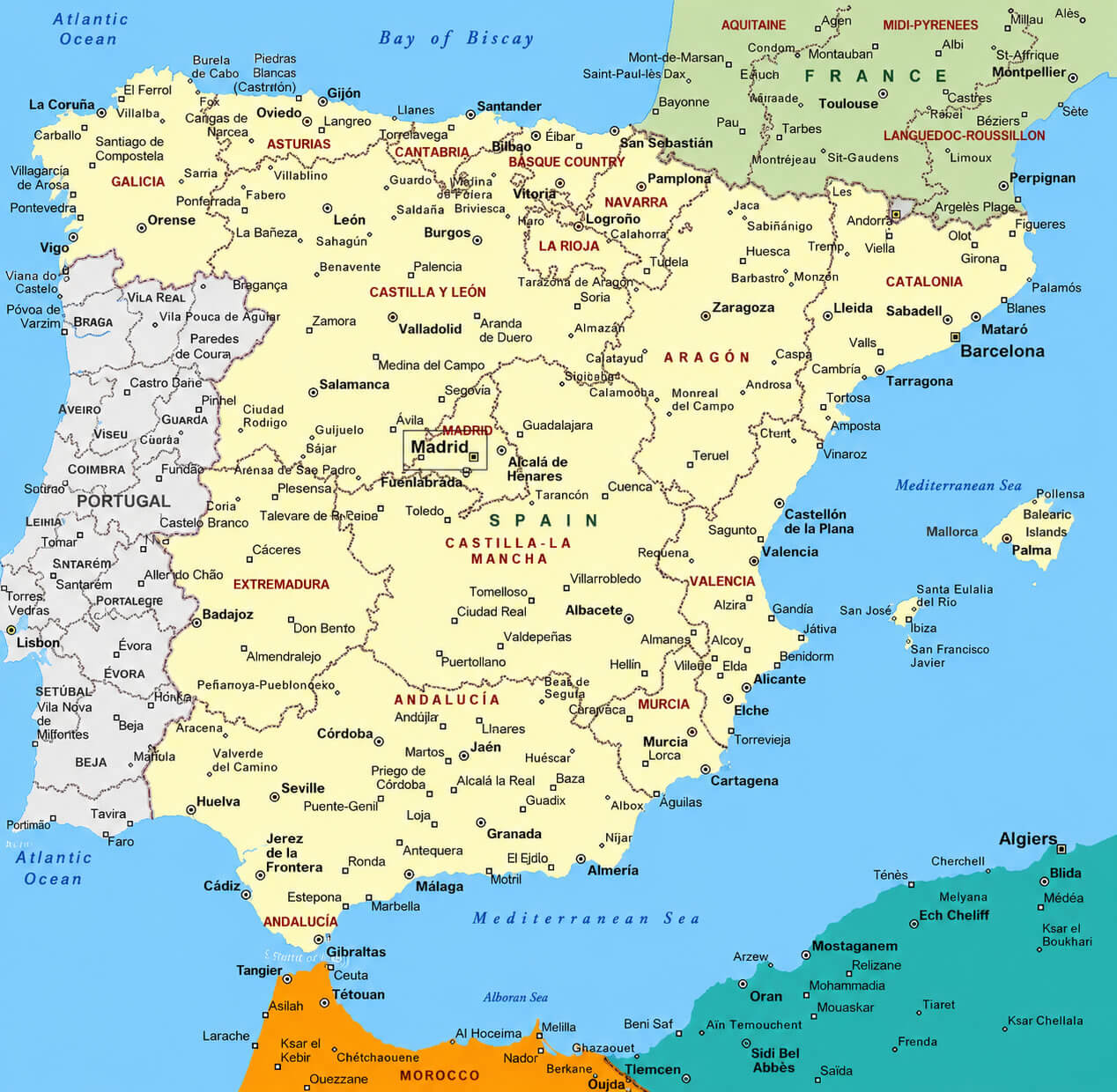 Spain Cities Map 19 Spain cities map with provinces