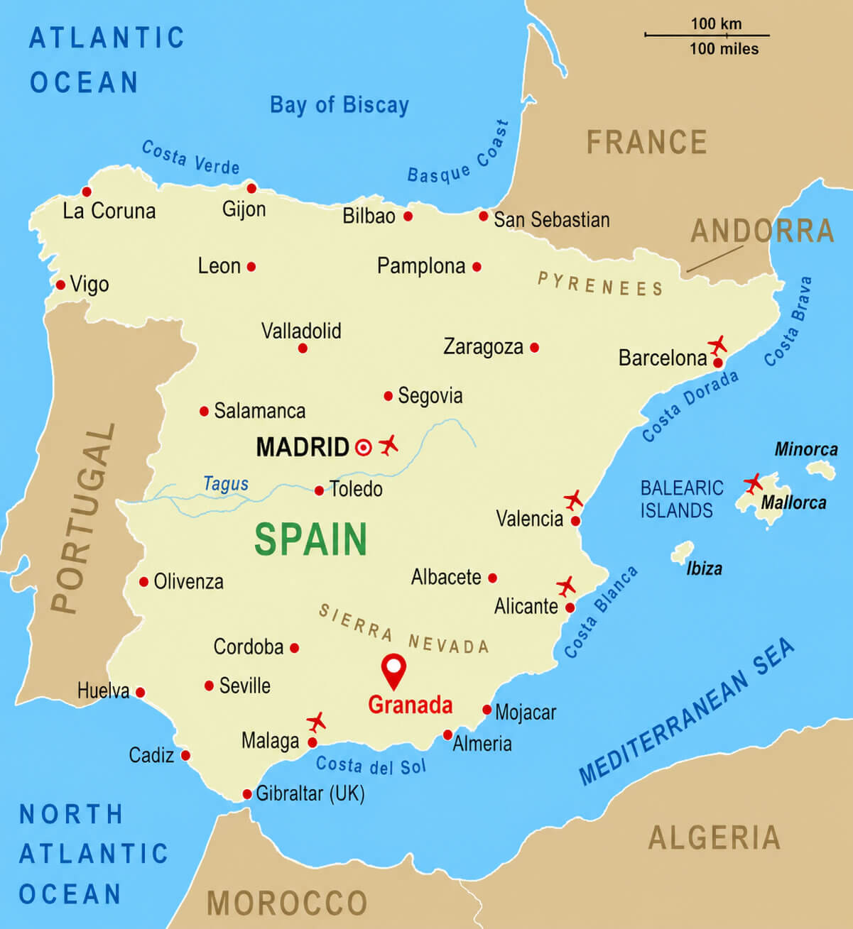 Granada location map Iberian Peninsula