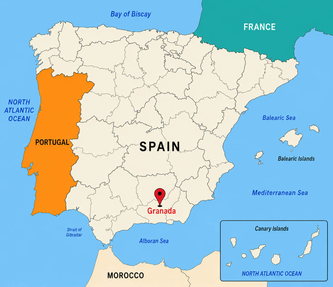 Granada Map 19 Spain political map with Granada