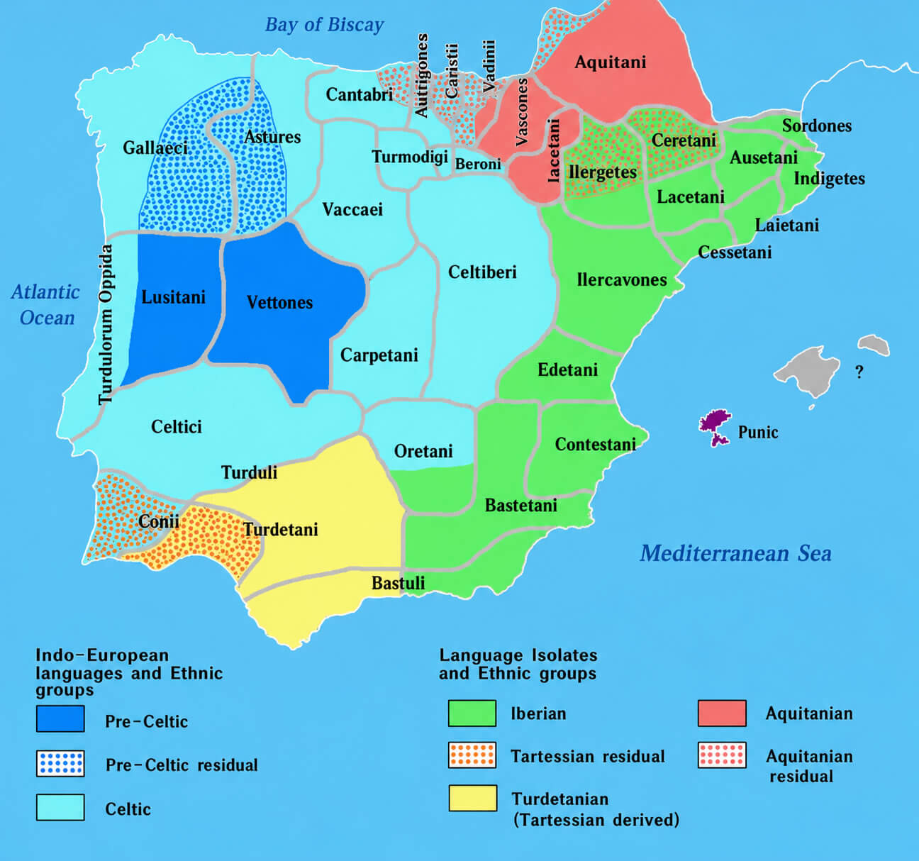 Spain Historical Map 26 Ethnographic map of Iberia 200 BC