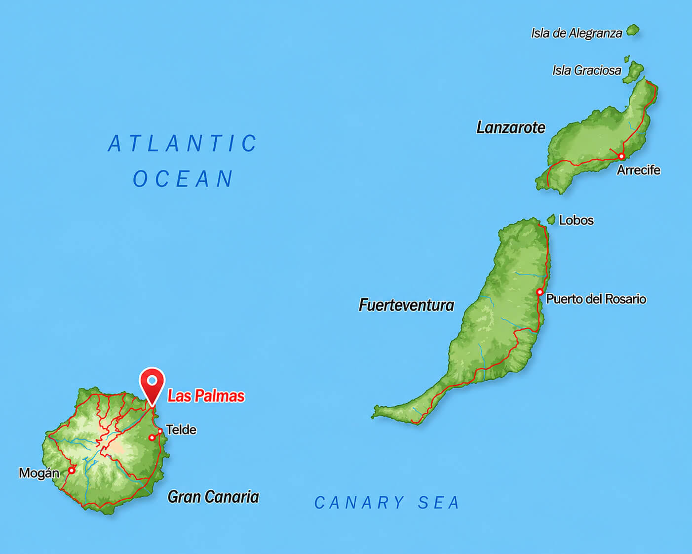 Canary Islands map with Las Palmas