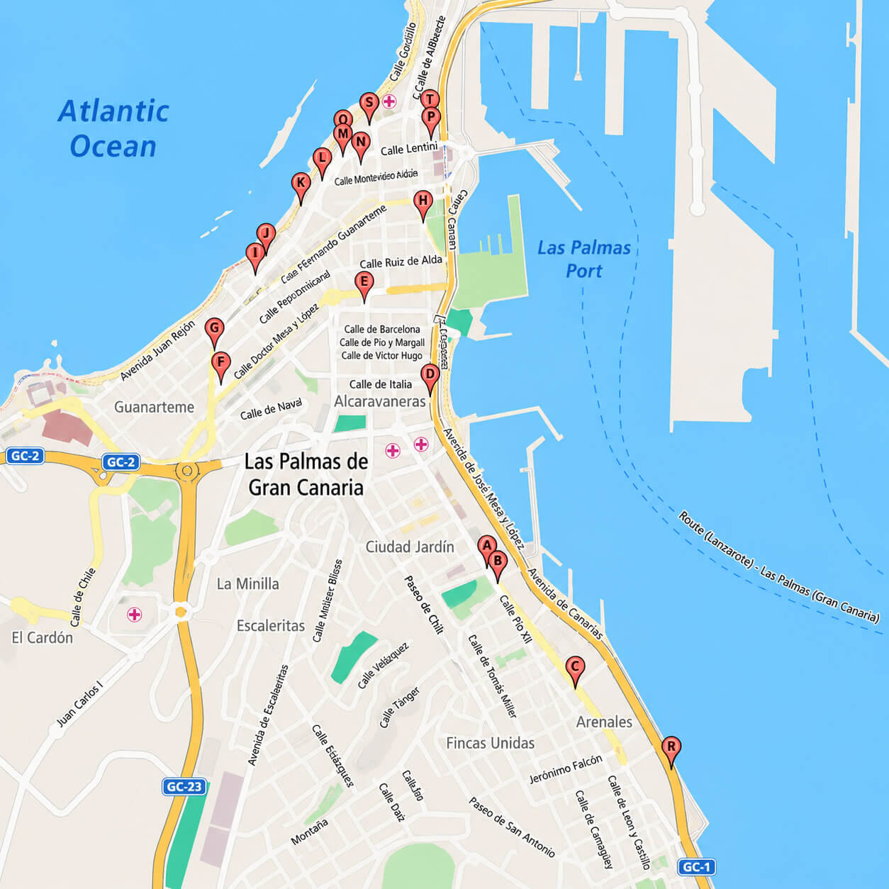 Las Palmas city center map