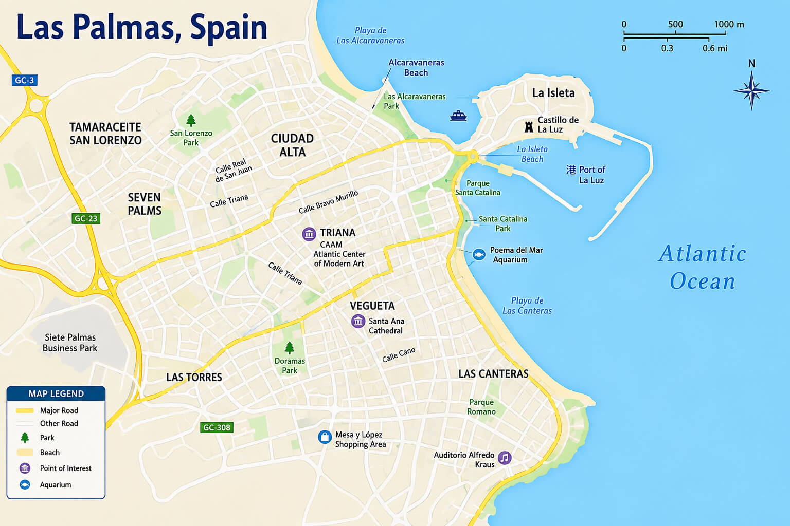 Las Palmas city map Spain
