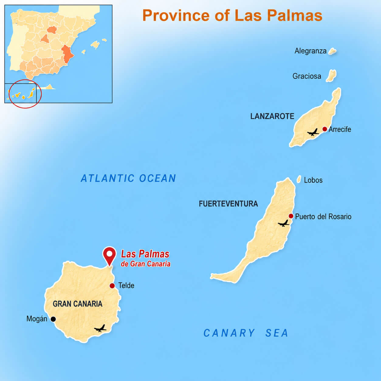 Las Palmas location in Canary Islands map