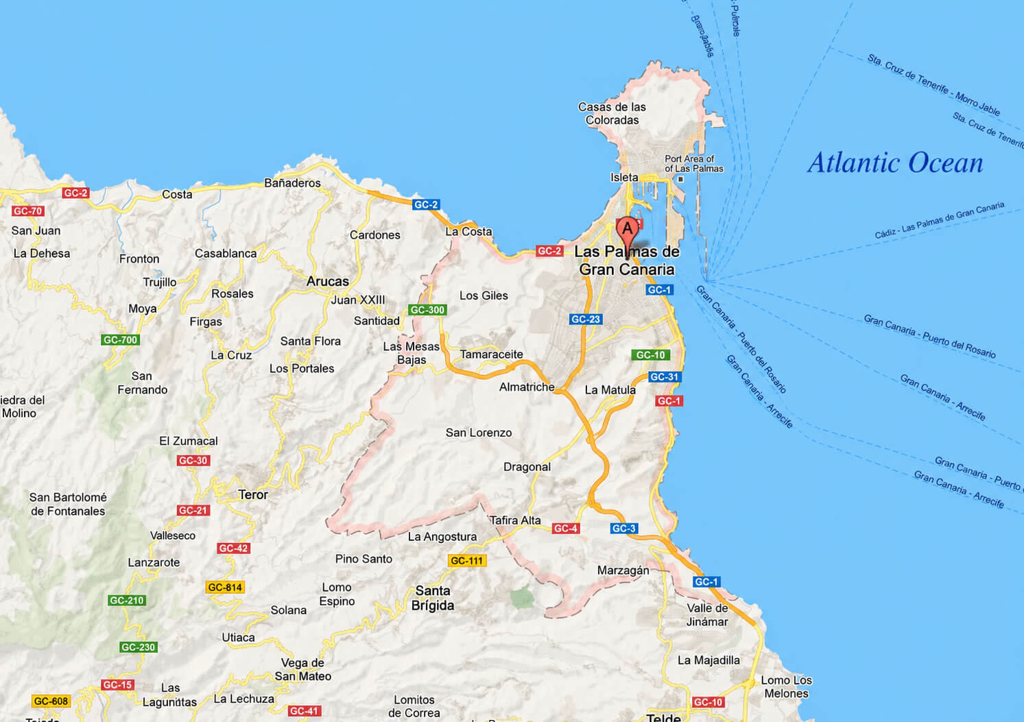 Las Palmas road map Spain