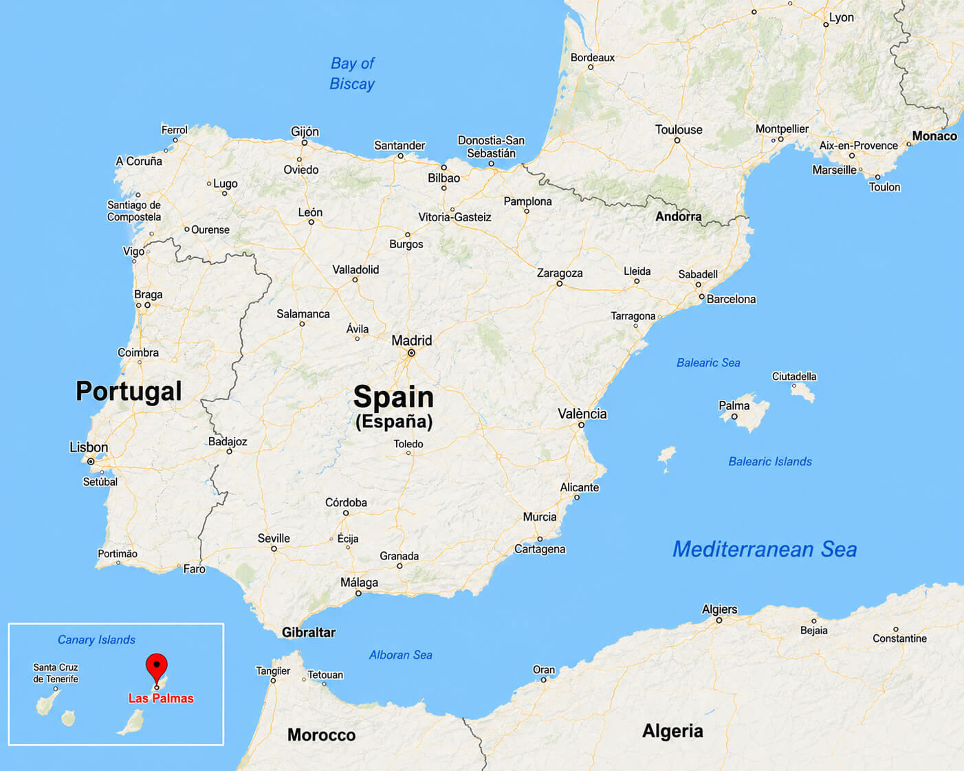 Where is located Las Palmas in Spain